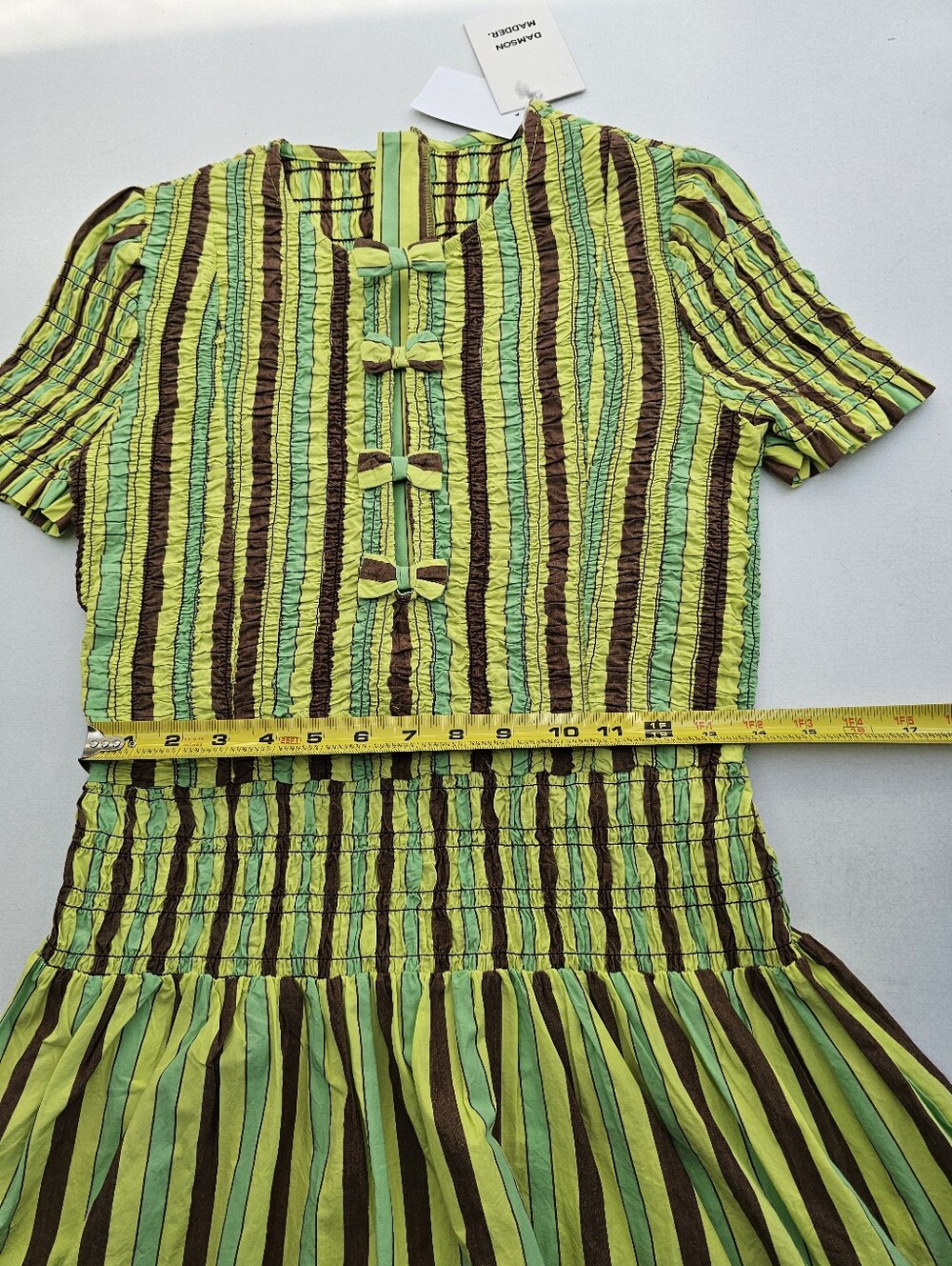 Damson Madder Saffy Smocked Stripe Cotton Mini Dress - Picture 8 of 8
